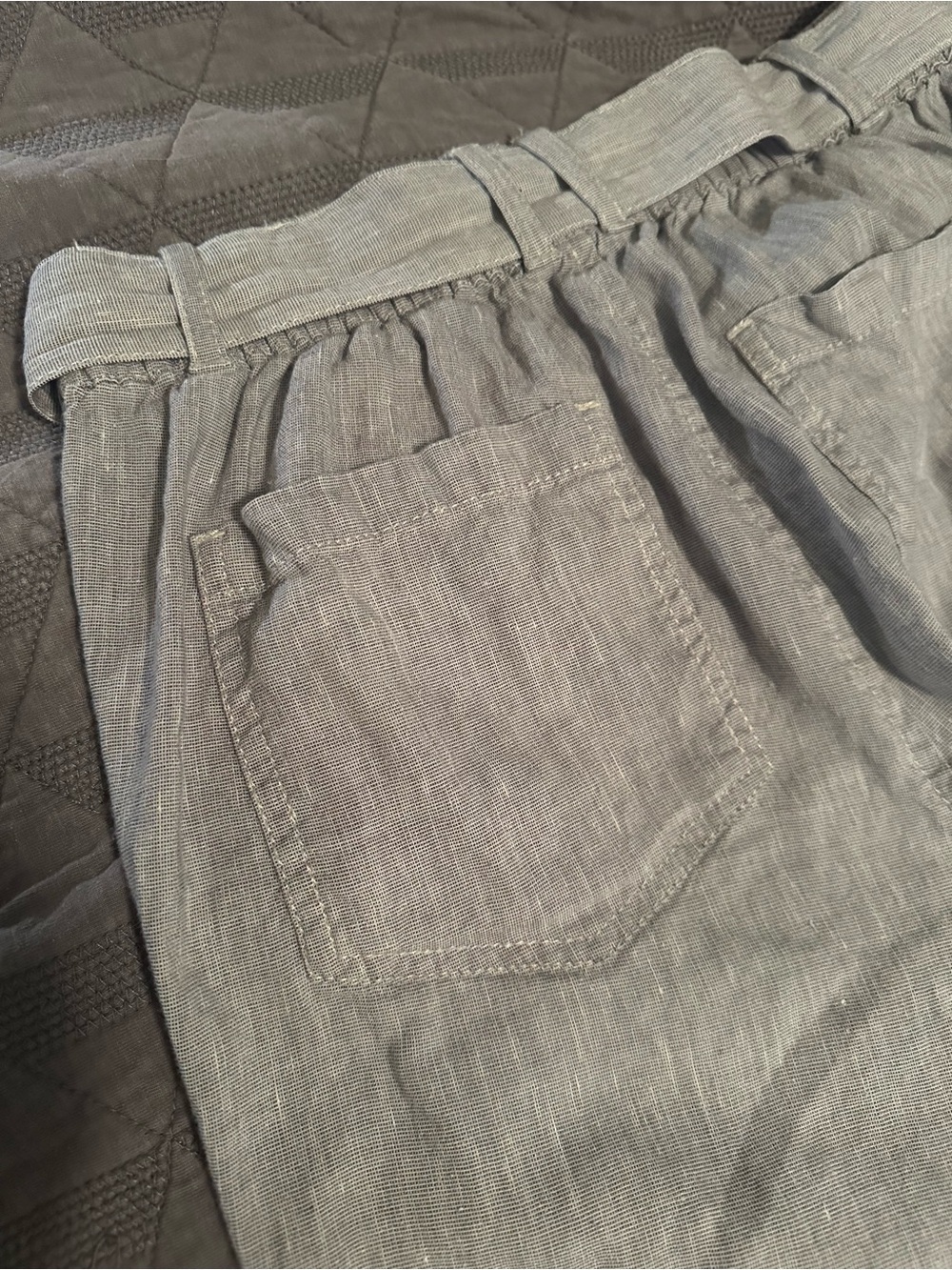 Lou & Grey for LOFT Linen Blend Pants XS Taupe Tie Waist Utility Pocket Trouser - Picture 4 of 10
